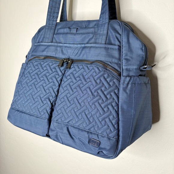 Lug Bumper Tote Bag Brushed Blue Quilted Travel Gym Overnight Carryall Crossbody - Picture 3 of 13